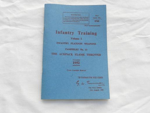 Infantry Training Pamphlet Ackpack Flame Thrower