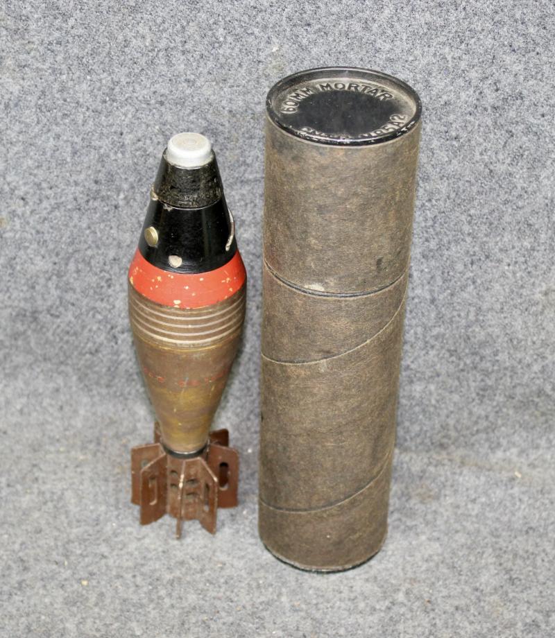 U.S. Inert M49A2 60mm Mortar Bomb & Container