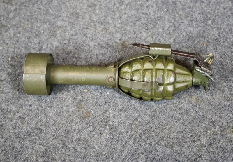 U.S. Inert MKIIA1 Fragmentation Grenade & M1 Rifle Grenade Adaptor