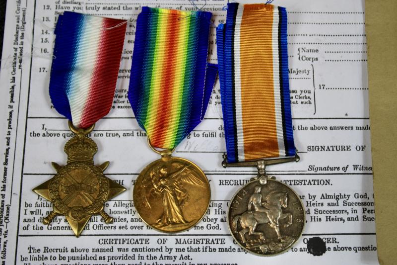 WW1 Trio Medal Group & Service Record