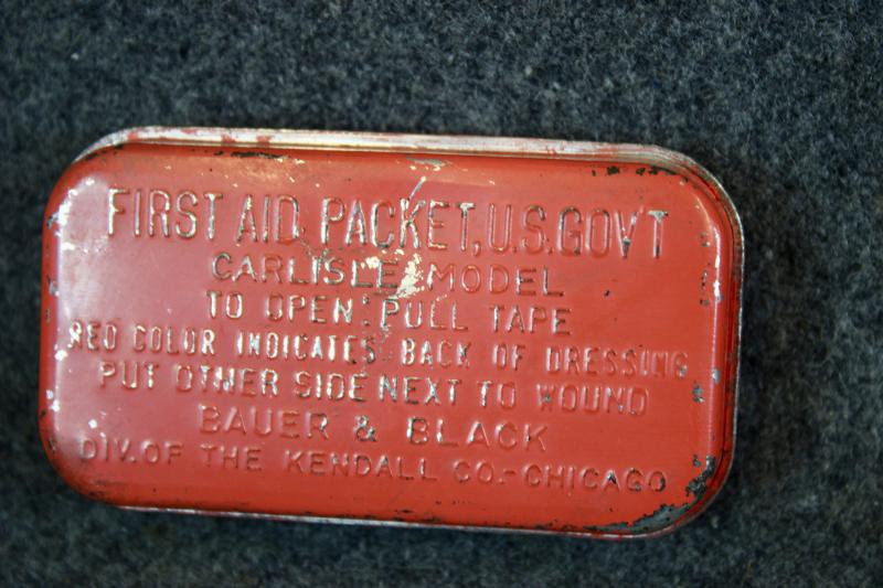 U.S. British Made Field Dressing Pouch & Carlisle Field Dressing Tin